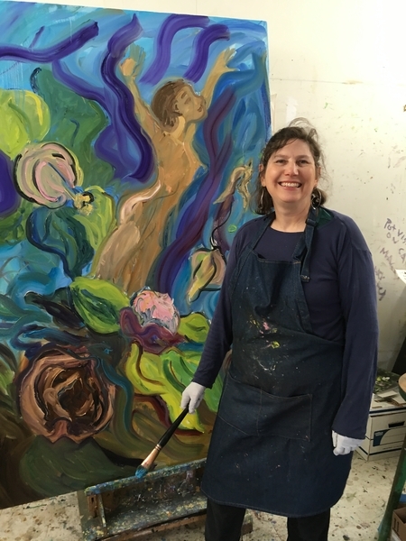 The artist in her studio