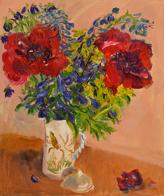 Poppies and White vase